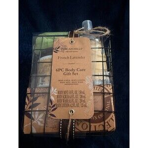 NIB Tuscan Hills 6PC Body Care Gift Set - French Lavender with Metal Caddy